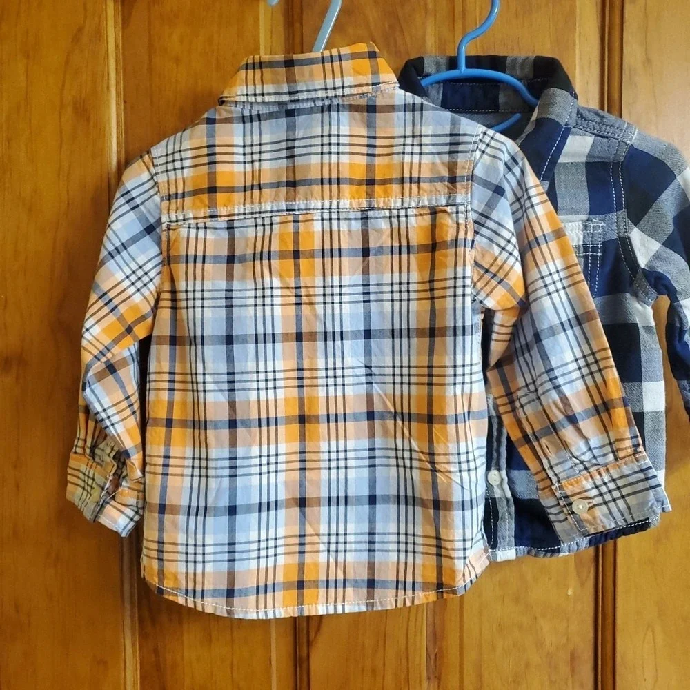 OshKosh B'gosh Carter's Toddler Boys Plaid Flannel Shirts Lot Sz 18M